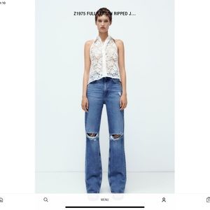 Zara Full Length Ripped Jeans